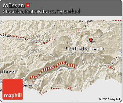 Shaded Relief Panoramic Map of Müssen