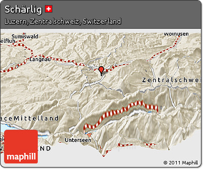 Shaded Relief Panoramic Map of Schärlig