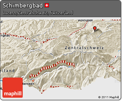 Shaded Relief Panoramic Map of Schimbergbad