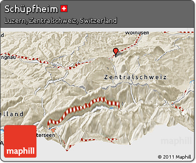 Shaded Relief Panoramic Map of Schüpfheim