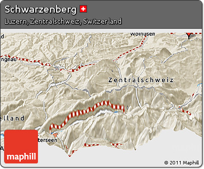 Shaded Relief Panoramic Map of Schwarzenberg