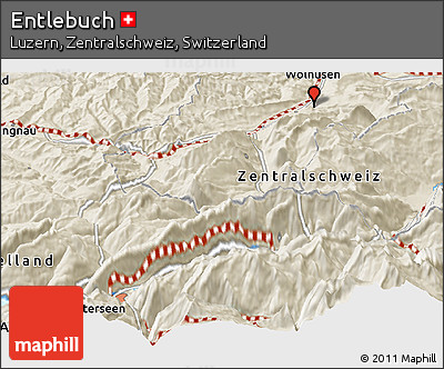 Shaded Relief Panoramic Map of Entlebuch
