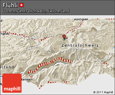Shaded Relief Panoramic Map of Flühli