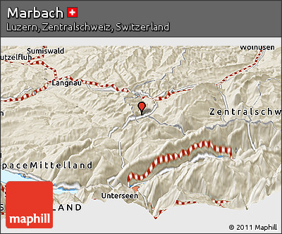 Shaded Relief Panoramic Map of Marbach