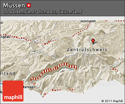 Shaded Relief Panoramic Map of Müssen