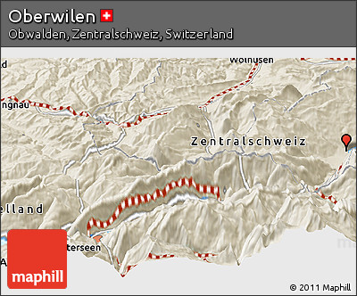Shaded Relief Panoramic Map of Oberwilen