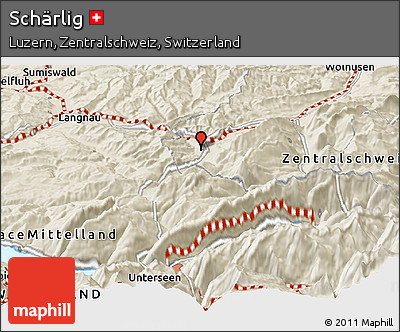 Shaded Relief Panoramic Map of Schärlig