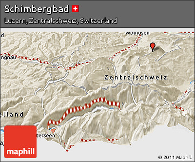 Shaded Relief Panoramic Map of Schimbergbad