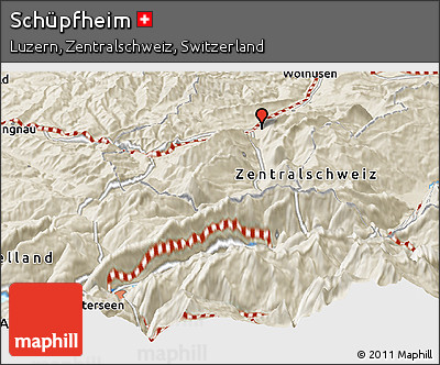 Shaded Relief Panoramic Map of Schüpfheim
