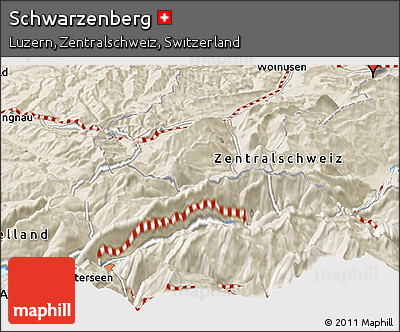 Shaded Relief Panoramic Map of Schwarzenberg