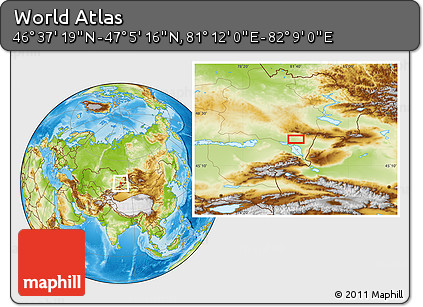 Physical Location Map of the Area around 46° 51' 18" N, 81° 40' 30" E