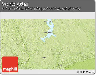 Physical 3D Map of the Area around 46° 51' 18" N, 81° 31' 30" W