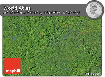Satellite Map of the Area around 46° 51' 18" N, 83° 13' 29" W
