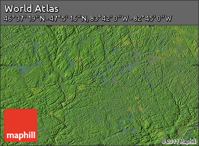 Satellite Map of the Area around 46° 51' 18" N, 83° 13' 29" W