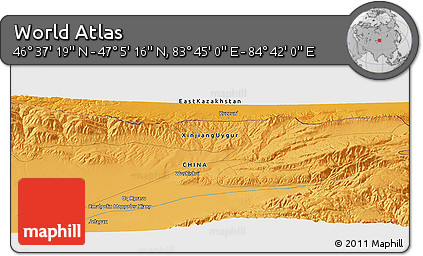 Political Panoramic Map of the Area around 46° 51' 18" N, 84° 13' 29" E