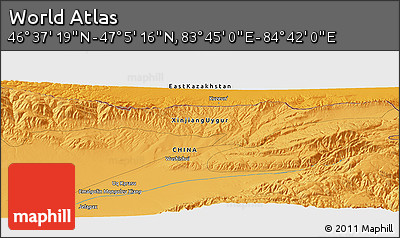 Political Panoramic Map of the Area around 46° 51' 18" N, 84° 13' 29" E