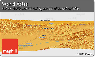 Political Panoramic Map of the Area around 46° 51' 18" N, 84° 13' 29" E