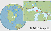 Savanna Style Location Map of the area around 46° 51' 18" N, 86° 37' 30" W