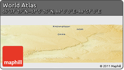 Physical Panoramic Map of the Area around 46° 51' 18" N, 88° 28' 29" E