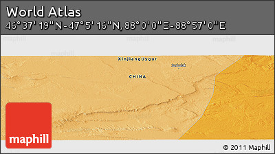 Political Panoramic Map of the Area around 46° 51' 18" N, 88° 28' 29" E