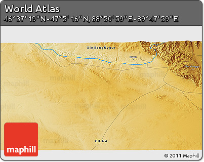 Physical 3D Map of the Area around 46° 51' 18" N, 89° 19' 29" E