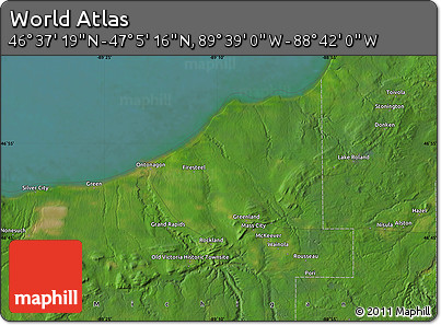 Satellite Map of the Area around 46° 51' 18" N, 89° 10' 30" W