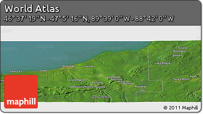 Satellite Panoramic Map of the Area around 46° 51' 18" N, 89° 10' 30" W