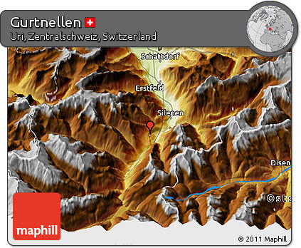 Physical 3D Map of Gurtnellen