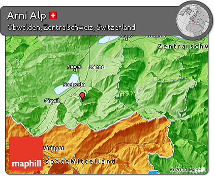 Political 3D Map of Arni Alp