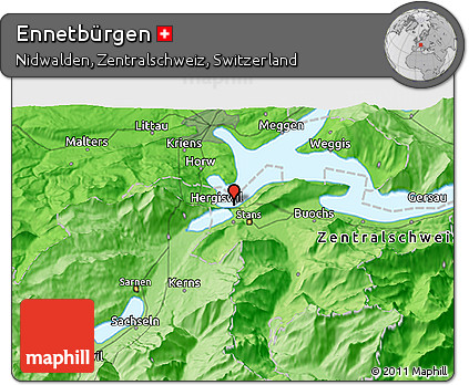 Political 3D Map of Ennetbürgen