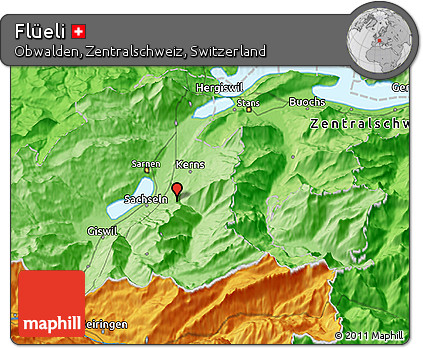 Political 3D Map of Flüeli