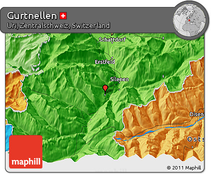 Political 3D Map of Gurtnellen