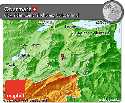 Political 3D Map of Obermatt