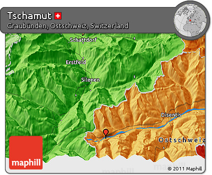 Political 3D Map of Tschamut