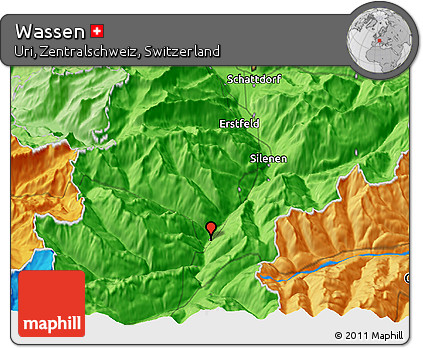Political 3D Map of Wassen