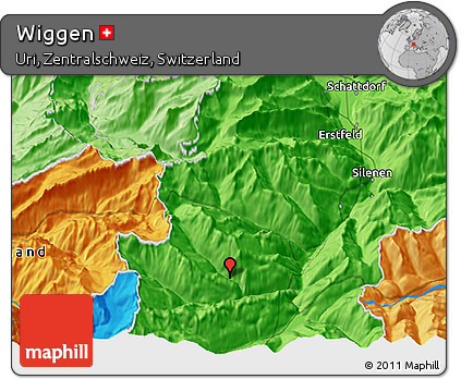 Political 3D Map of Wiggen