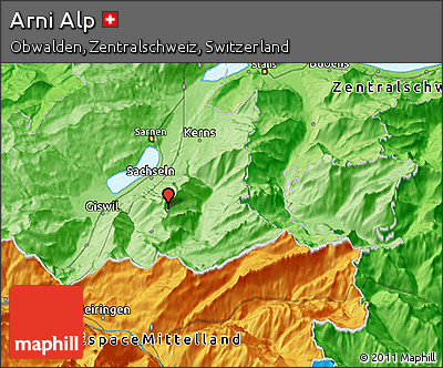 Political 3D Map of Arni Alp