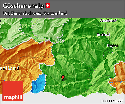 Political 3D Map of Göschenenalp