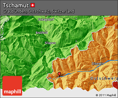 Political 3D Map of Tschamut