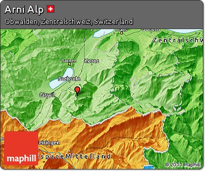 Political 3D Map of Arni Alp