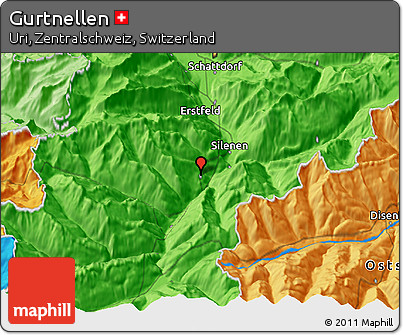 Political 3D Map of Gurtnellen