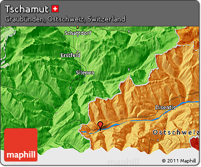 Political 3D Map of Tschamut