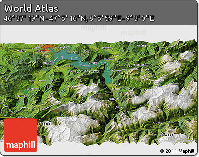 Satellite 3D Map of the Area around 46° 51' 18" N, 8° 34' 29" E