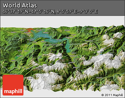 Satellite 3D Map of the Area around 46° 51' 18" N, 8° 34' 29" E