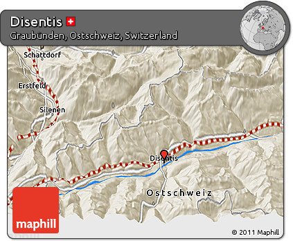 Shaded Relief 3D Map of Disentis