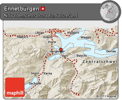 Shaded Relief 3D Map of Ennetbürgen