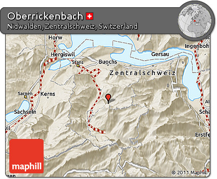 Shaded Relief 3D Map of Oberrickenbach