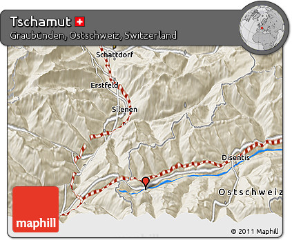 Shaded Relief 3D Map of Tschamut