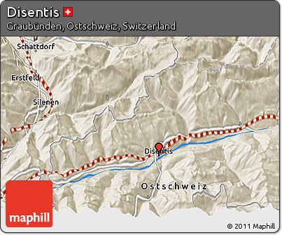 Shaded Relief 3D Map of Disentis