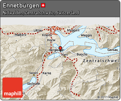 Shaded Relief 3D Map of Ennetbürgen